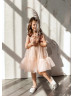 Light Pink Lace Tulle Short Flower Girl Dress